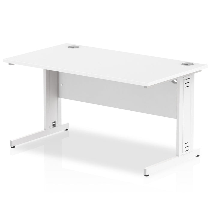 Impulse 1400mm Straight Desk Cable Managed Leg Desks Dynamic Office Solutions White White 