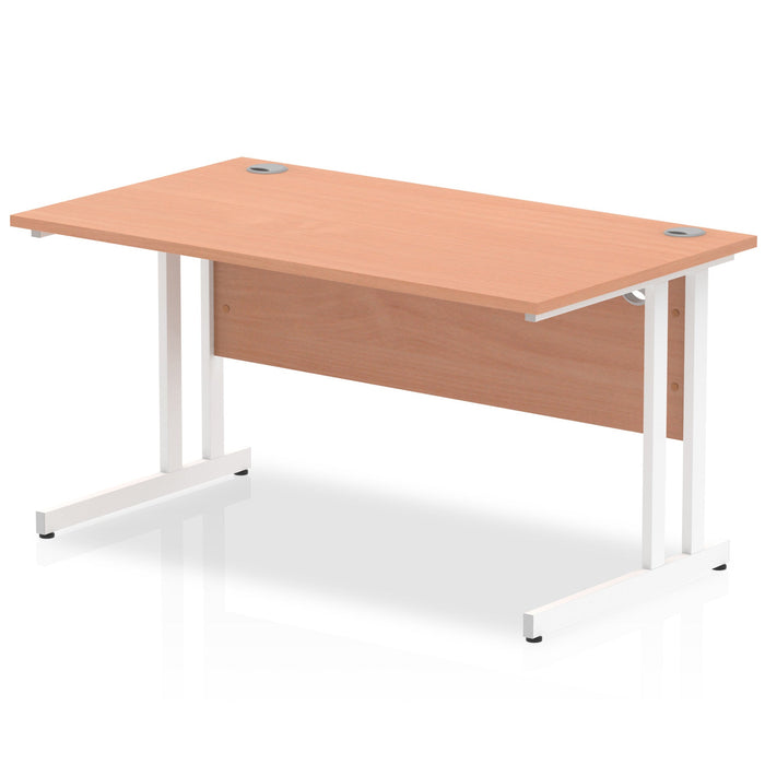 Impulse 1400mm Straight Desk Cantilever Leg Desks Dynamic Office Solutions Beech White 