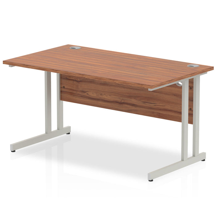 Impulse 1400mm Straight Desk Cantilever Leg Desks Dynamic Office Solutions Walnut Silver 