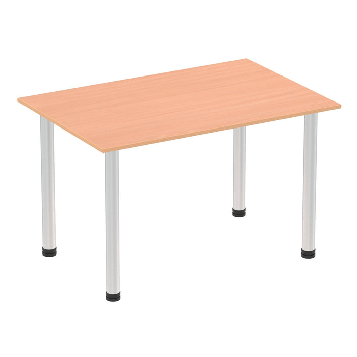 Impulse 1400mm Straight Table With Post Leg Tables Dynamic Office Solutions Beech Aluminium 