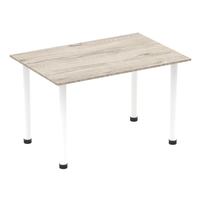 Impulse 1400mm Straight Table With Post Leg Tables Dynamic Office Solutions Grey Oak White 
