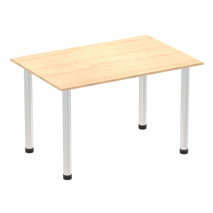 Impulse 1400mm Straight Table With Post Leg Tables Dynamic Office Solutions Maple Aluminium 