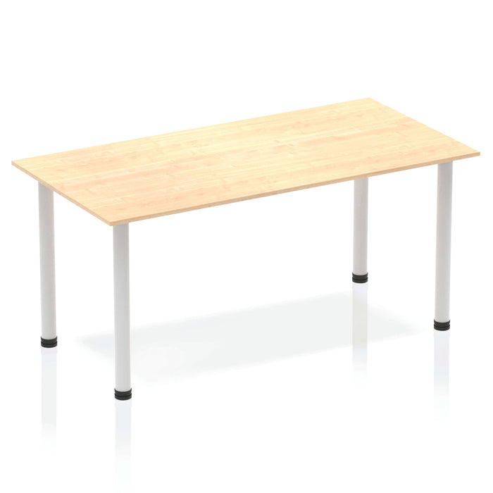 Impulse 1400mm Straight Table With Post Leg Tables Dynamic Office Solutions Maple Silver 