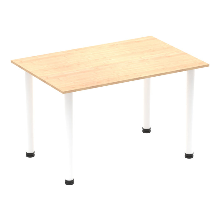 Impulse 1400mm Straight Table With Post Leg Tables Dynamic Office Solutions Maple White 