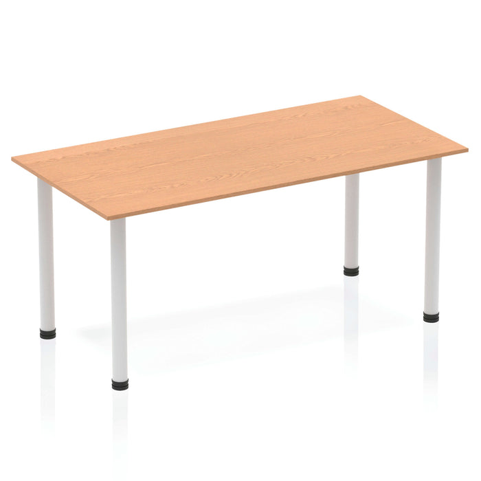 Impulse 1400mm Straight Table With Post Leg Tables Dynamic Office Solutions Oak Silver 