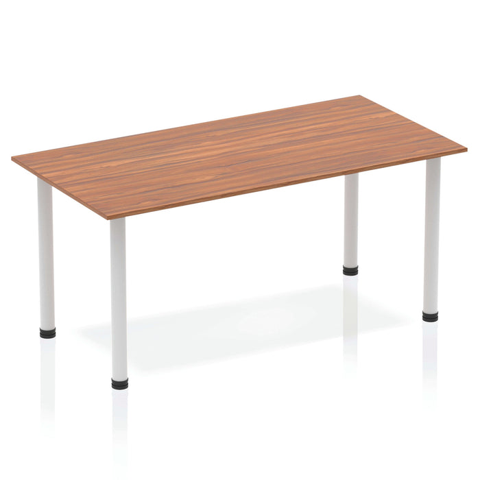 Impulse 1400mm Straight Table With Post Leg Tables Dynamic Office Solutions Walnut Silver 