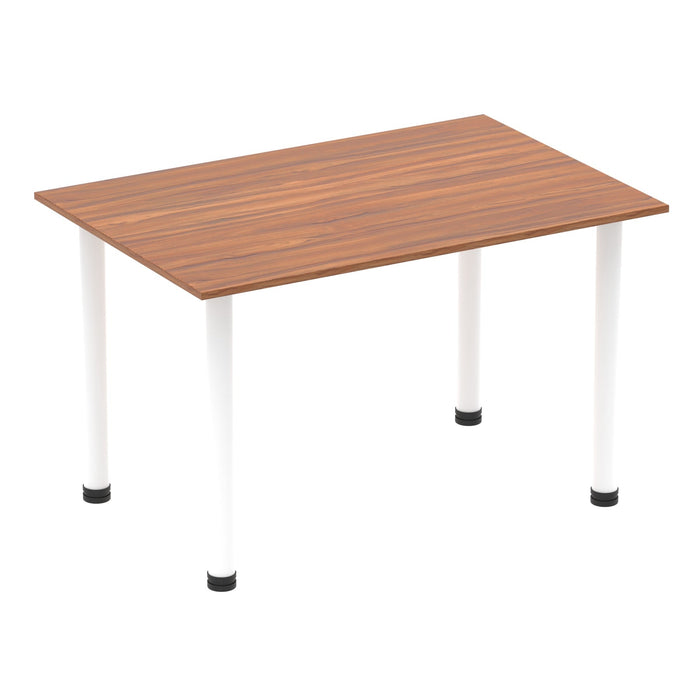 Impulse 1400mm Straight Table With Post Leg Tables Dynamic Office Solutions Walnut White 
