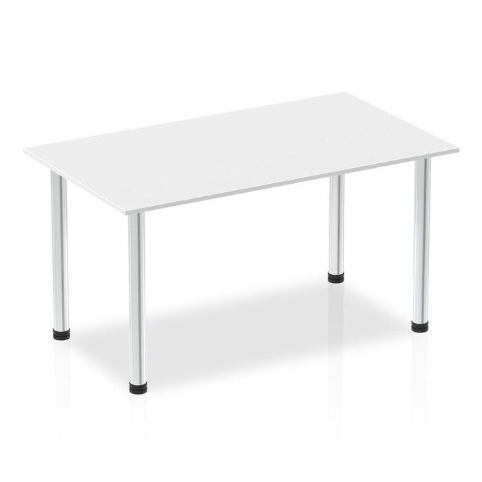 Impulse 1400mm Straight Table With Post Leg Tables Dynamic Office Solutions White Chrome 