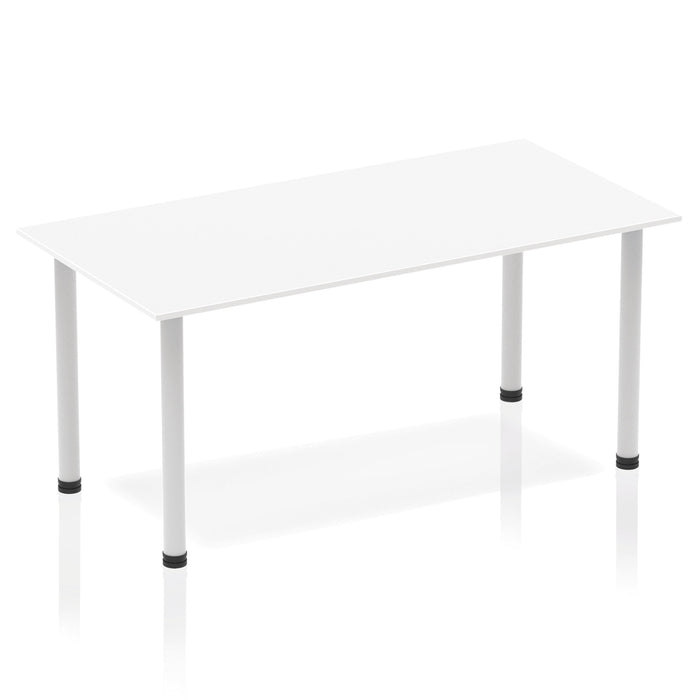 Impulse 1400mm Straight Table With Post Leg Tables Dynamic Office Solutions White Silver 