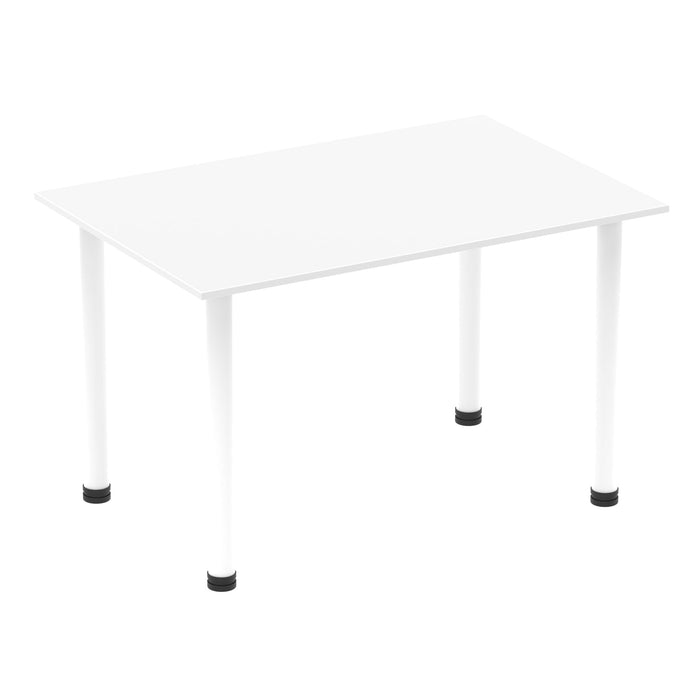 Impulse 1400mm Straight Table With Post Leg Tables Dynamic Office Solutions White White 