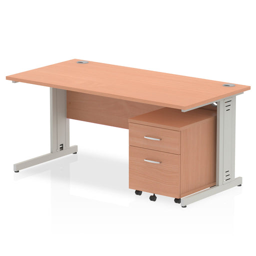 Impulse 1600mm Cable Managed Straight Desk With Mobile Pedestal Workstations Dynamic Office Solutions 