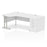 Impulse 1600mm Cantilever Left Crescent Desk Workstation Workstations Dynamic Office Solutions White 800 Pedestal Silver