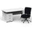 Impulse 1600mm Cantilever Straight Desk With Mobile Pedestal and Chiro Medium Back Black Operator Chair Impulse Bundles Dynamic Office Solutions White White 3
