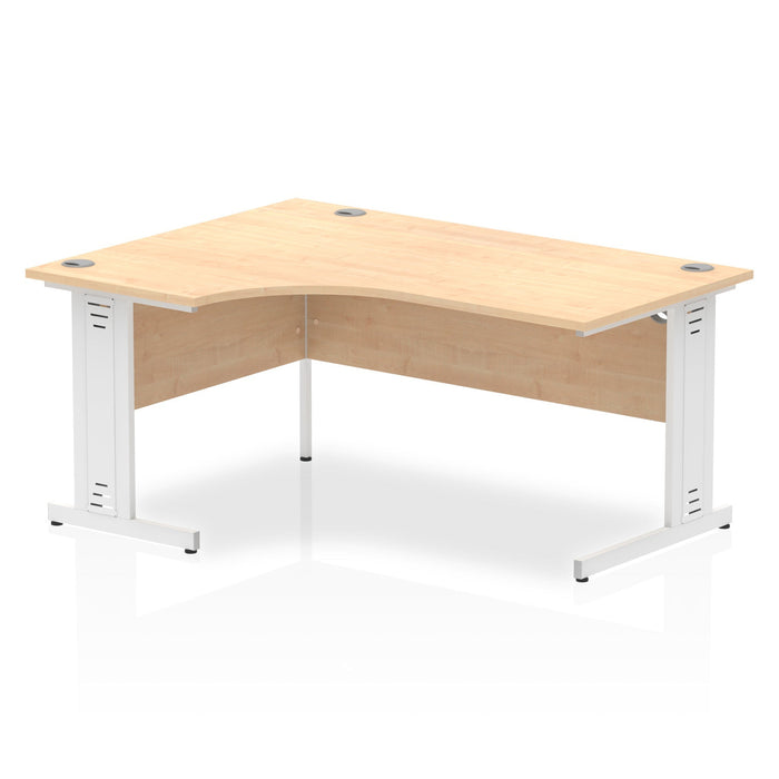 Impulse 1600mm Left Crescent Desk Cable Managed Leg Corner Desks Dynamic Office Solutions Maple White 