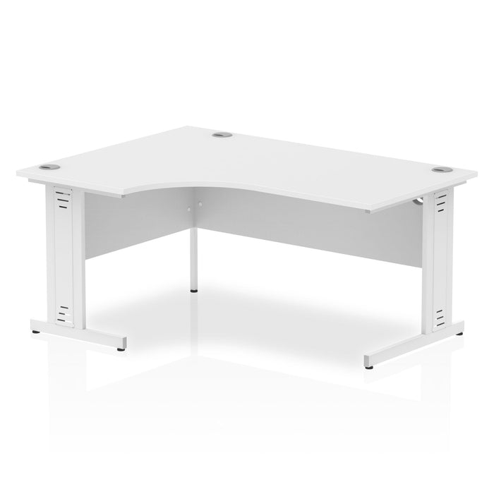 Impulse 1600mm Left Crescent Desk Cable Managed Leg Corner Desks Dynamic Office Solutions White White 