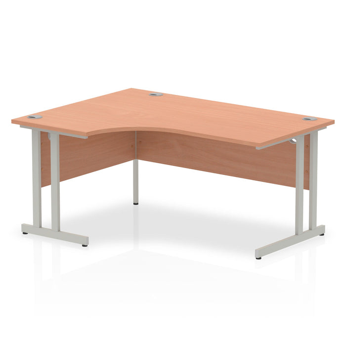 Impulse 1600mm Left Crescent Desk Cantilever Leg Desks Dynamic Office Solutions Beech Silver 