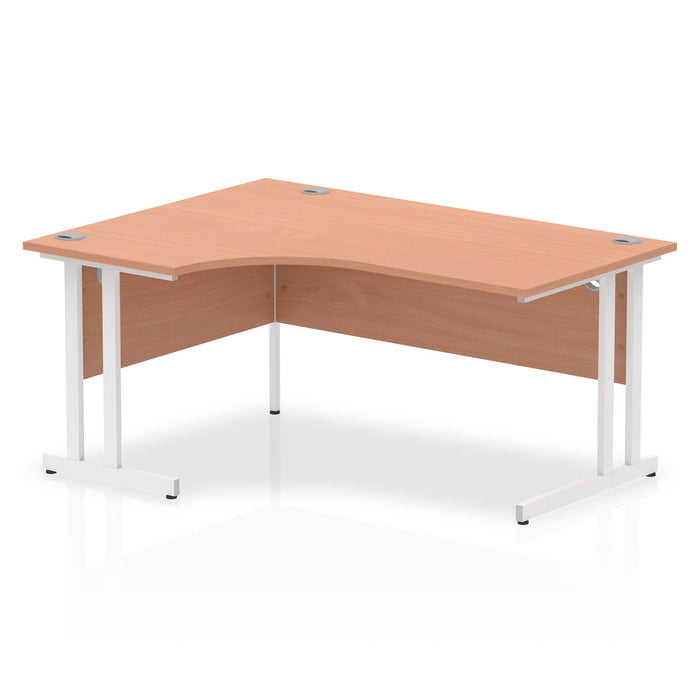 Impulse 1600mm Left Crescent Desk Cantilever Leg Desks Dynamic Office Solutions Beech White 