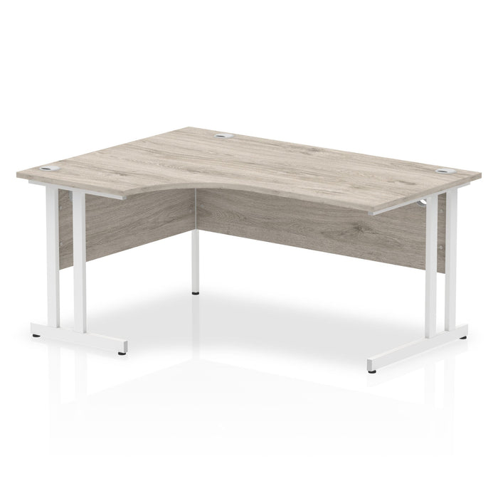 Impulse 1600mm Left Crescent Desk Cantilever Leg Desks Dynamic Office Solutions Grey Oak White 