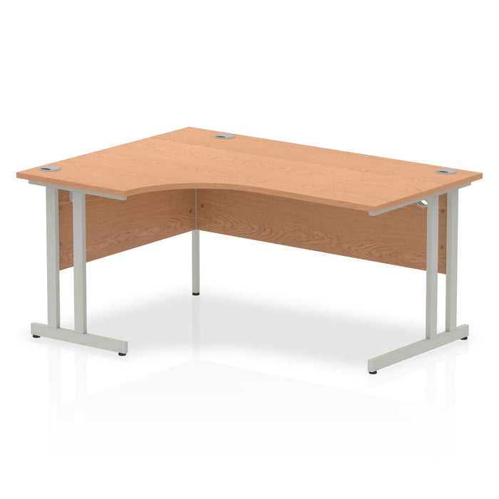 Impulse 1600mm Left Crescent Desk Cantilever Leg Desks Dynamic Office Solutions Oak Silver 