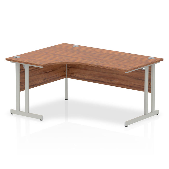 Impulse 1600mm Left Crescent Desk Cantilever Leg Desks Dynamic Office Solutions Walnut Silver 
