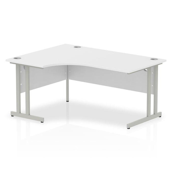 Impulse 1600mm Left Crescent Desk Cantilever Leg Desks Dynamic Office Solutions White Silver 