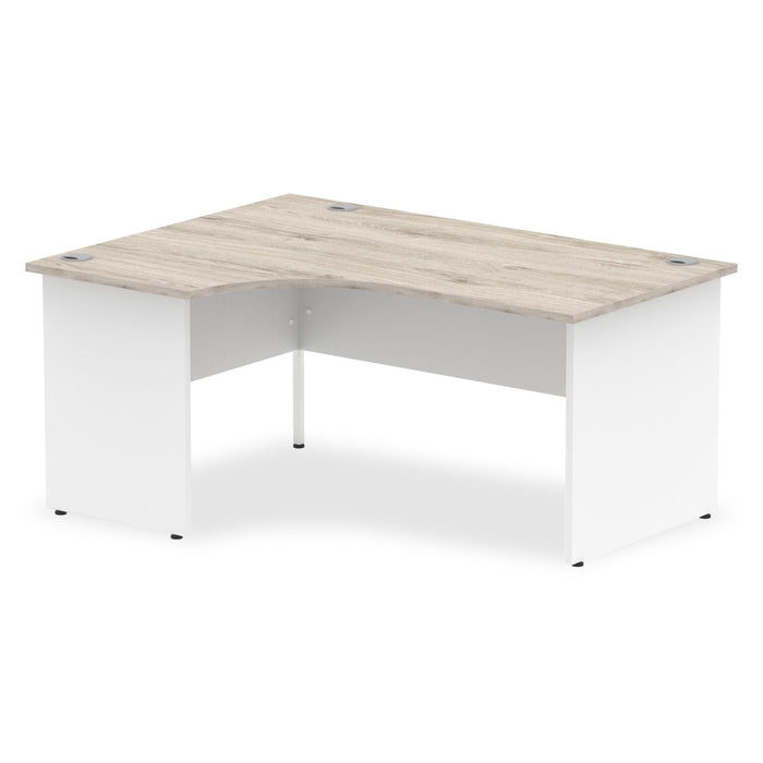 Impulse 1600mm Left Crescent Desk Panel End Leg Desks Dynamic Office Solutions Grey Oak White 