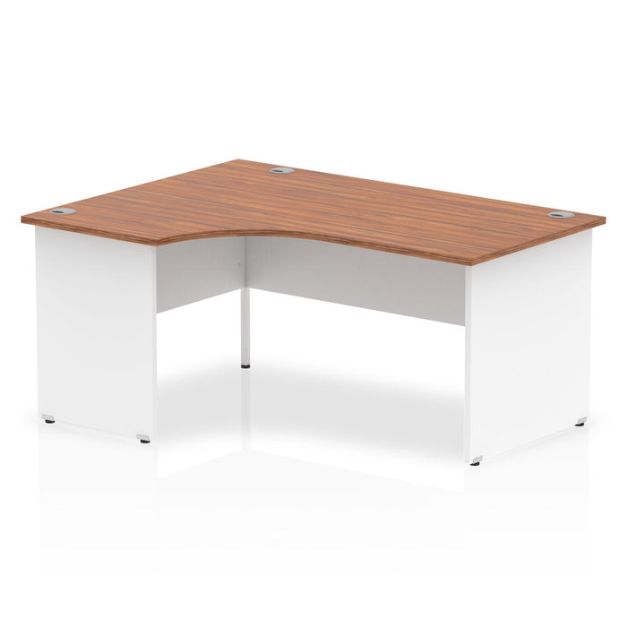Impulse 1600mm Left Crescent Desk Panel End Leg Desks Dynamic Office Solutions Walnut White 