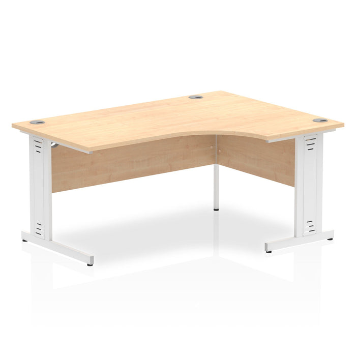 Impulse 1600mm Right Crescent Desk Cable Managed Leg Desks Dynamic Office Solutions Maple White 