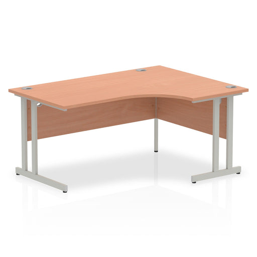 Impulse 1600mm Right Crescent Desk Cantilever Leg Desks Dynamic Office Solutions Beech Silver 