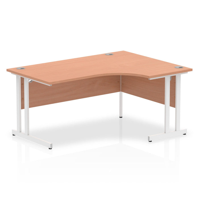 Impulse 1600mm Right Crescent Desk Cantilever Leg Desks Dynamic Office Solutions Beech White 