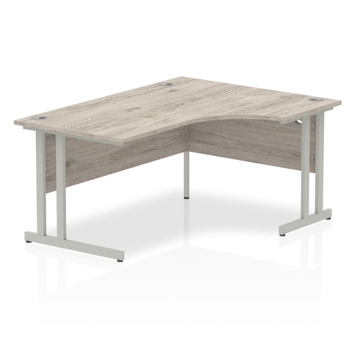Impulse 1600mm Right Crescent Desk Cantilever Leg Desks Dynamic Office Solutions Grey Oak Silver 