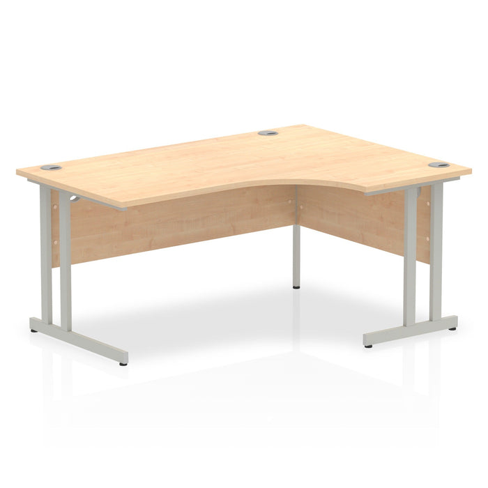 Impulse 1600mm Right Crescent Desk Cantilever Leg Desks Dynamic Office Solutions Maple Silver 