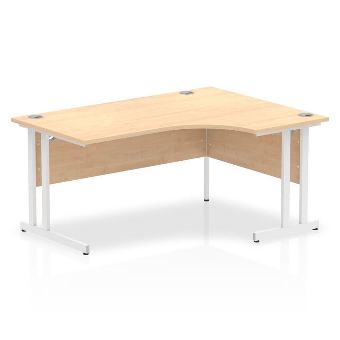 Impulse 1600mm Right Crescent Desk Cantilever Leg Desks Dynamic Office Solutions Maple White 