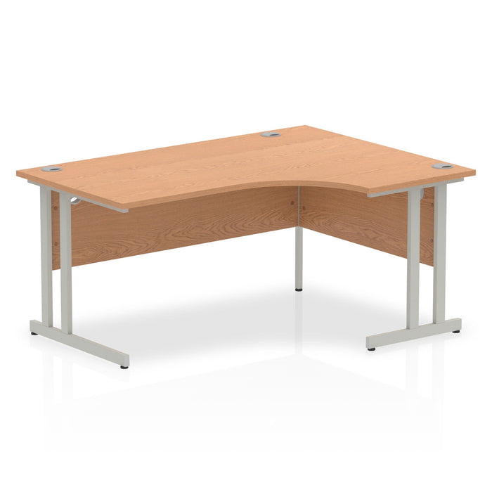 Impulse 1600mm Right Crescent Desk Cantilever Leg Desks Dynamic Office Solutions Oak Silver 