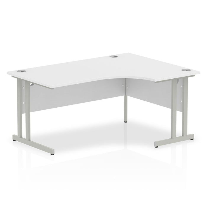 Impulse 1600mm Right Crescent Desk Cantilever Leg Desks Dynamic Office Solutions White Silver 