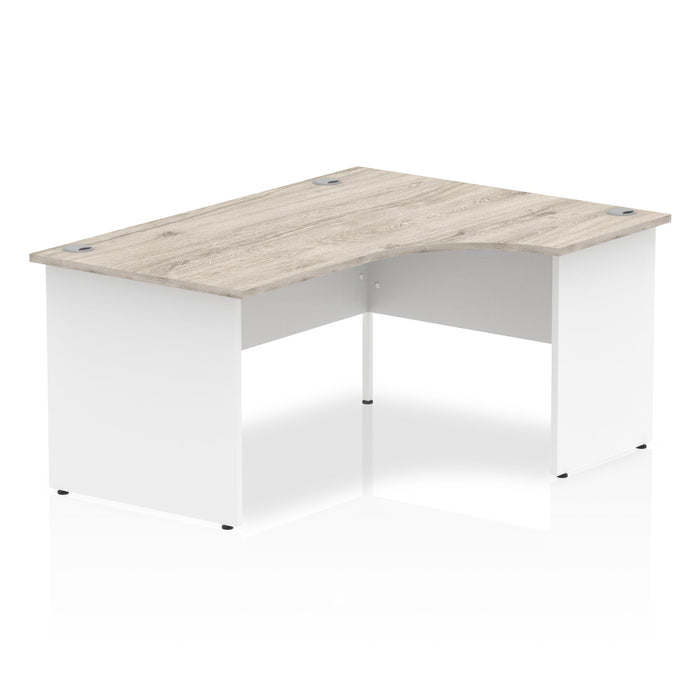 Impulse 1600mm Right Crescent Desk Panel End Leg Desks Dynamic Office Solutions Grey Oak White 