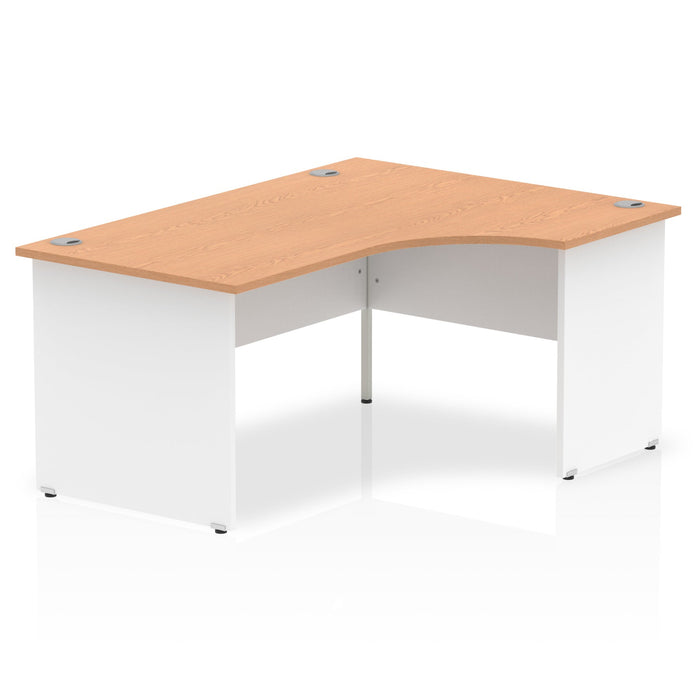 Impulse 1600mm Right Crescent Desk Panel End Leg Desks Dynamic Office Solutions Oak White 