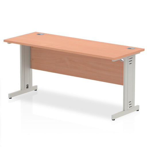 Impulse 1600mm Slimline Desk Cable Managed Leg Desks Dynamic Office Solutions Beech Silver 