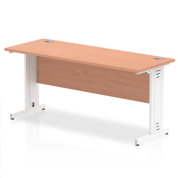 Impulse 1600mm Slimline Desk Cable Managed Leg Desks Dynamic Office Solutions Beech White 