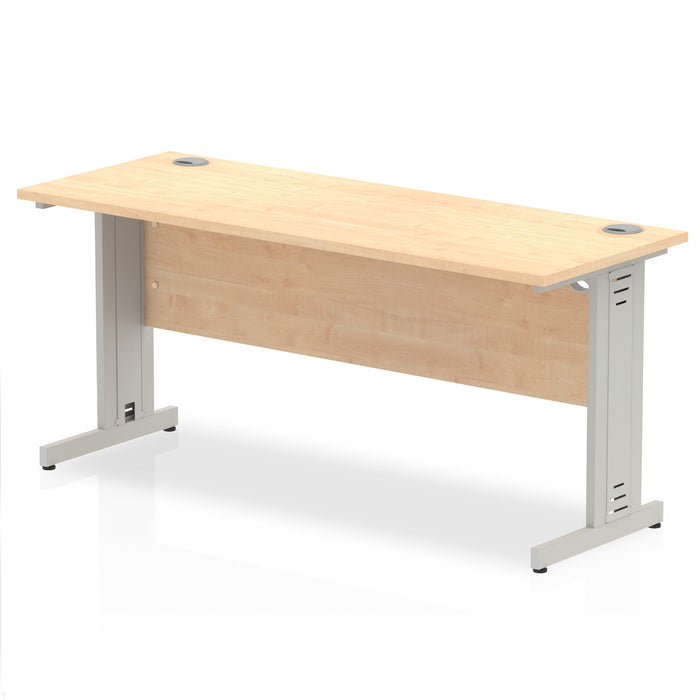 Impulse 1600mm Slimline Desk Cable Managed Leg Desks Dynamic Office Solutions Maple Silver 