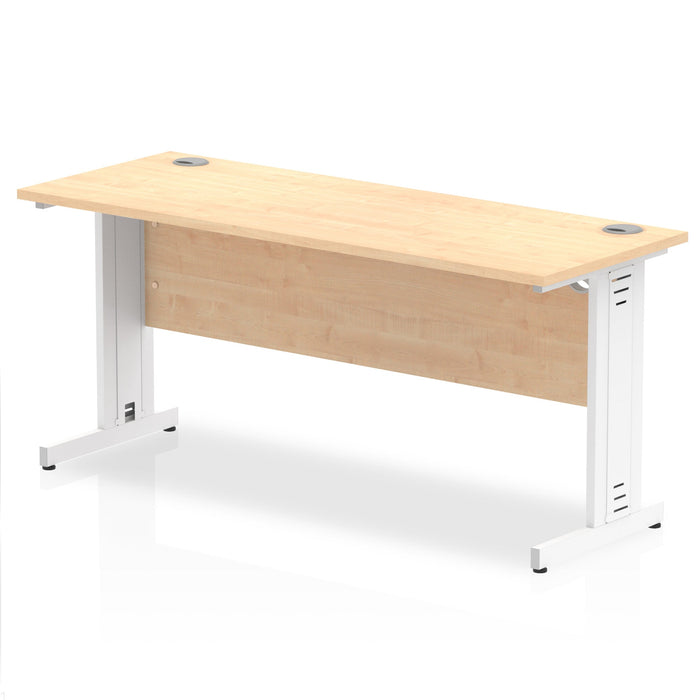 Impulse 1600mm Slimline Desk Cable Managed Leg Desks Dynamic Office Solutions Maple White 