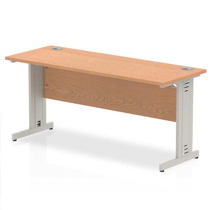Impulse 1600mm Slimline Desk Cable Managed Leg Desks Dynamic Office Solutions Oak Silver 