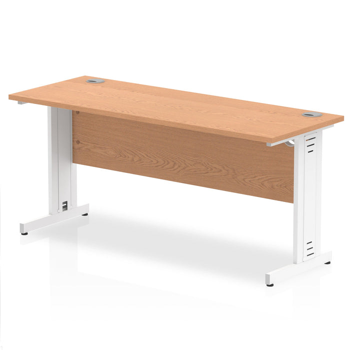 Impulse 1600mm Slimline Desk Cable Managed Leg Desks Dynamic Office Solutions Oak White 