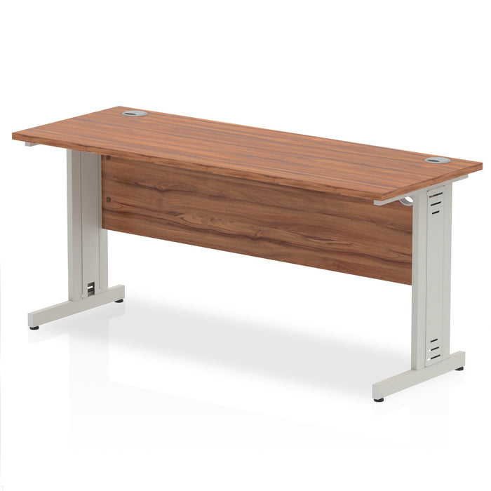 Impulse 1600mm Slimline Desk Cable Managed Leg Desks Dynamic Office Solutions Walnut Silver 