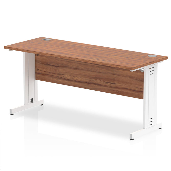 Impulse 1600mm Slimline Desk Cable Managed Leg Desks Dynamic Office Solutions Walnut White 