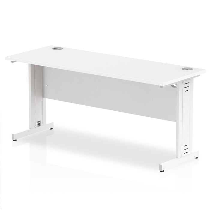 Impulse 1600mm Slimline Desk Cable Managed Leg Desks Dynamic Office Solutions White White 
