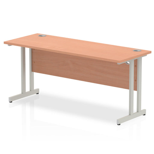 Impulse 1600mm Slimline Desk Cantilever Leg Desks Dynamic Office Solutions Beech Silver 