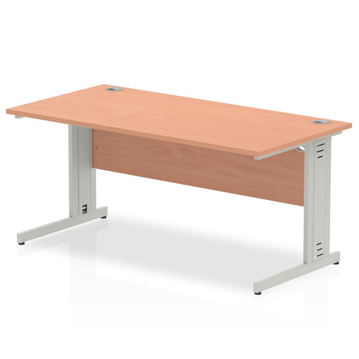 Impulse 1600mm Straight Desk Cable Managed Leg Desks Dynamic Office Solutions Beech Silver 
