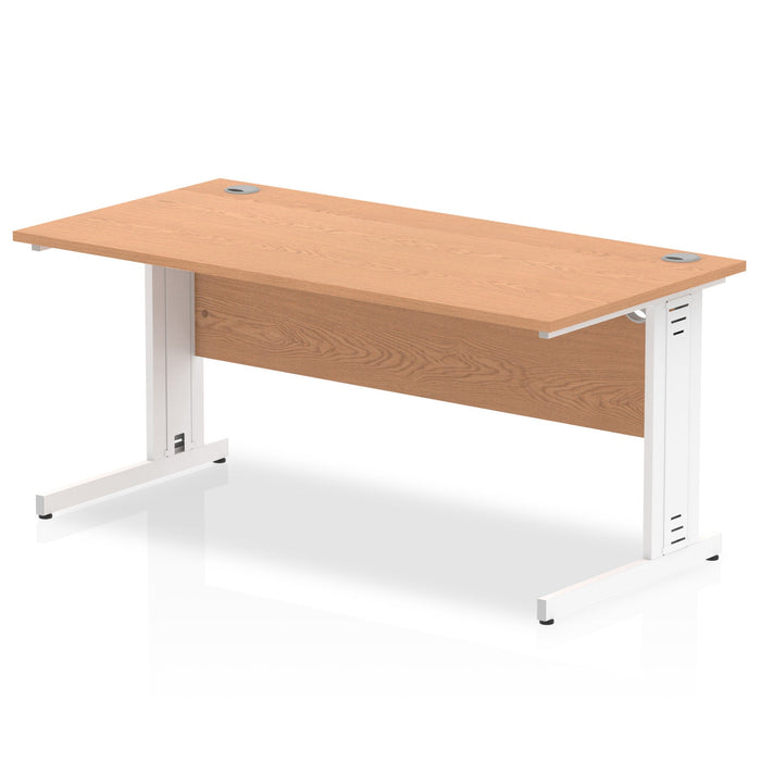 Impulse 1600mm Straight Desk Cable Managed Leg Desks Dynamic Office Solutions Oak White 