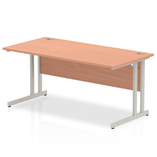Impulse 1600mm Straight Desk Cantilever Leg Desks Dynamic Office Solutions Beech Silver 